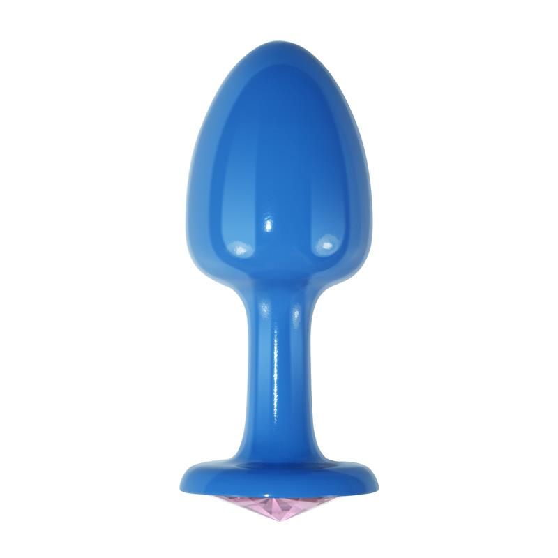 Lovetoy Metall-Analplug blaue Rose mit rosa Schmuckstein