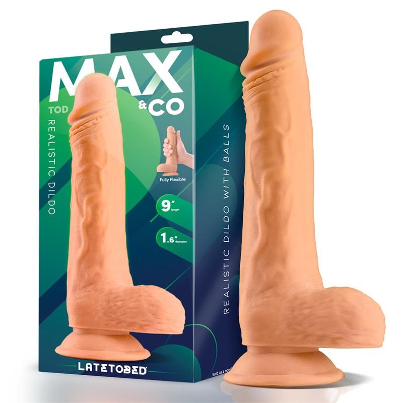 Max & Co Tod realistischer Dildo mit Hoden 9" hautfarben