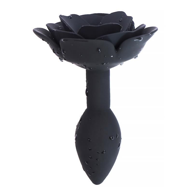A-Gusto Silikon-Analplug mit Rose (Schwarz)