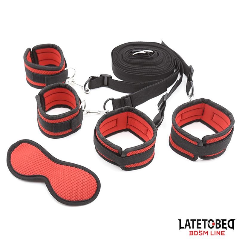 LateToBed verstellbares Bett-Bondage-Set mit Augenbinde