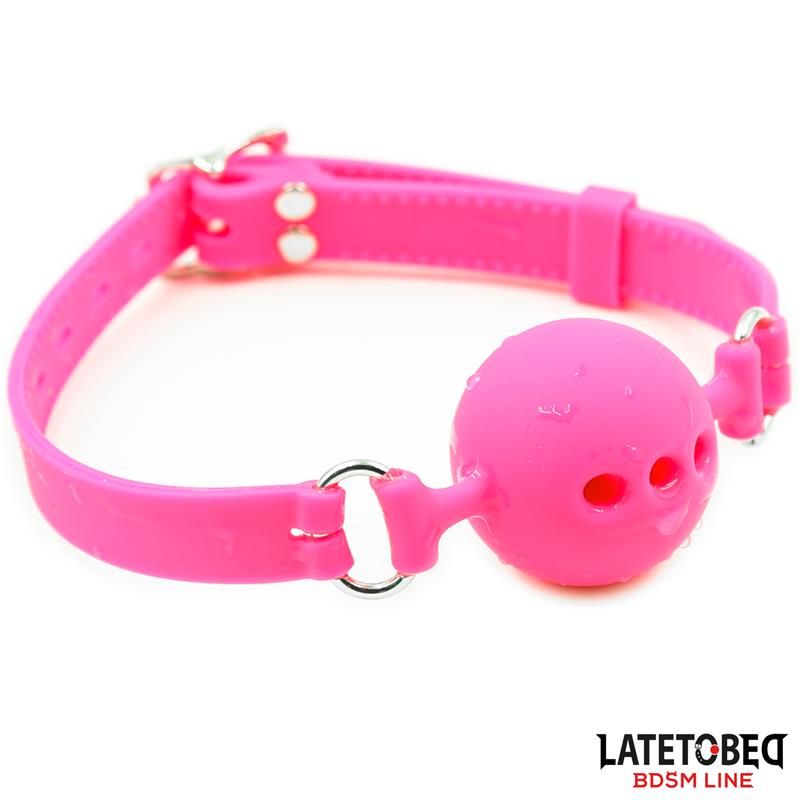 LateToBed atmungsaktiver Silikon-Ballknebel S - 4 cm (Rosa)