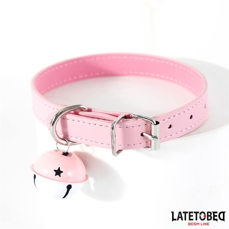 LateToBed verstellbares Halsband mit Glöckchen (Rosa)