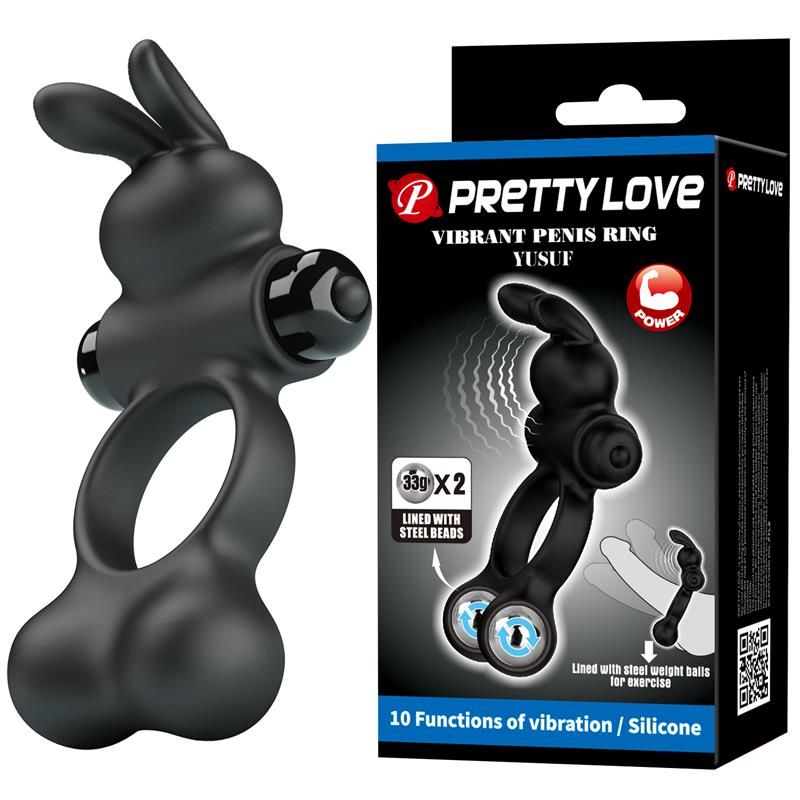 Pretty Love Yusuf vibrierender Penisring mit Stahlkugeln