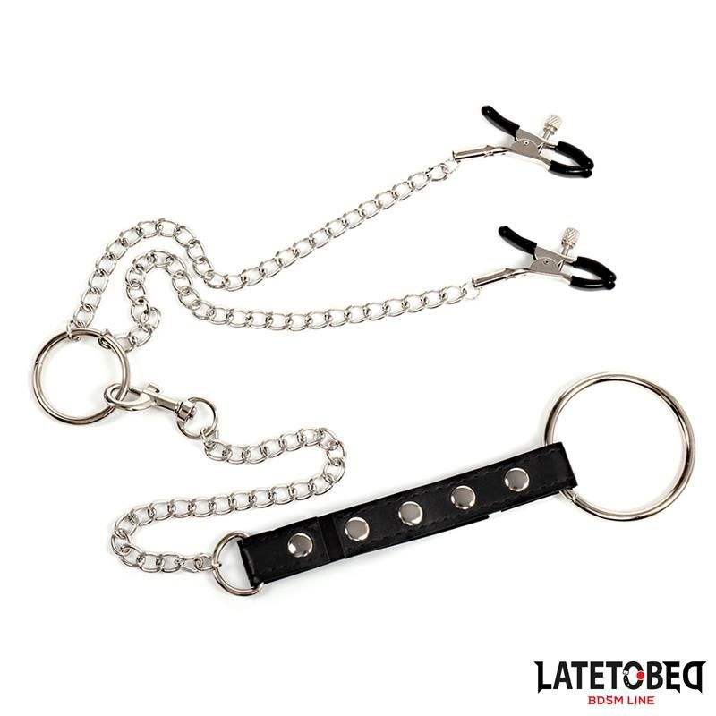 LateToBed Nippelklemmen mit genietetem Band
