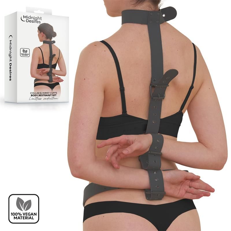 Midnight Desires Bondage-Set mit Halsband und Handfesseln