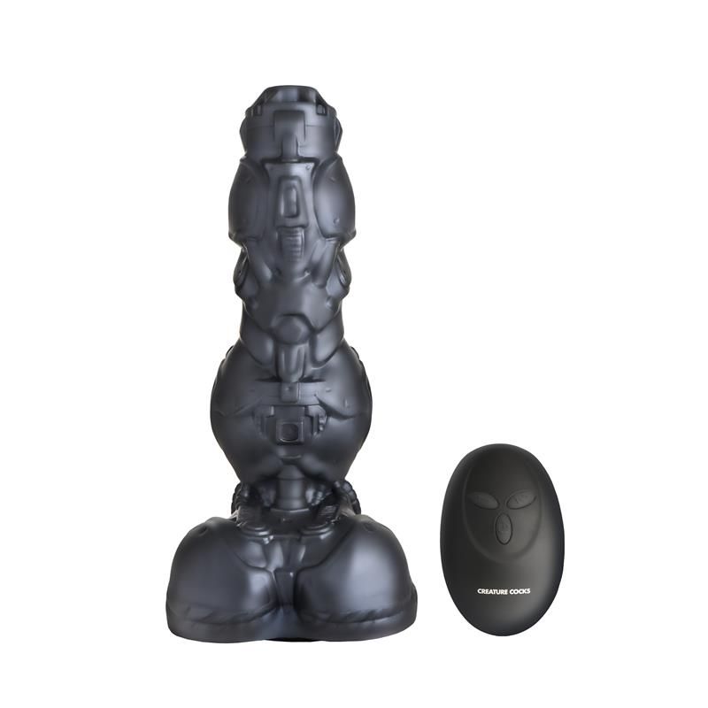 Creature Cocks Cyborg Cock stoßender und vibrierender Metall-Dildo