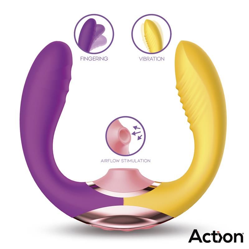 Action Two Lovers 3-in-1 Finger- und Air-Pulse-Vibrator