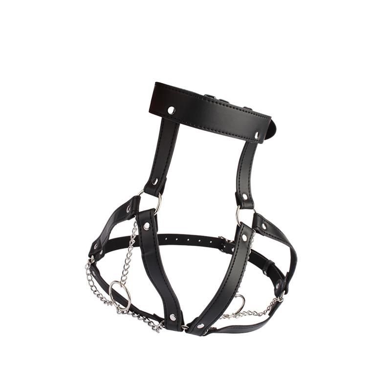 Chisa Brust-Harness mit O-Ring Ketten - Leder Fetisch Kleidung