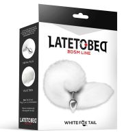 LateToBed Metall-Analplug mit Fuchsschwanz, Velvet Touch 40 cm (Weiß), Bild 4