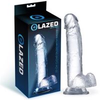 Glazed realistischer Glasdildo mit Hoden 20 cm