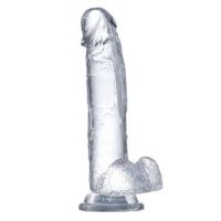 Glazed realistischer Glasdildo mit Hoden 20 cm