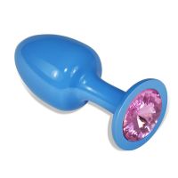 Lovetoy Metall-Analplug blaue Rose mit rosa Schmuckstein, Bild 3