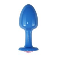 Lovetoy Metall-Analplug blaue Rose mit rosa Schmuckstein