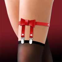 Cinderella Beinband mit Schleife aus veganem Leder, One Size