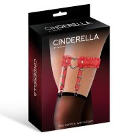 Cinderella Beinband mit Herz und Rüschen aus veganem Leder, One Size