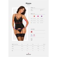 Obsessive Diyosa Korsett mit Straps und String (Schwarz)