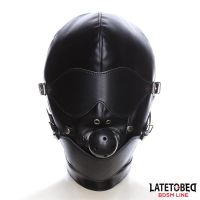 LateToBed Sklavenhaube mit Augenmaske und atmungsaktivem Knebel, Bild 2