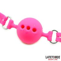 LateToBed atmungsaktiver Silikon-Ballknebel S - 4 cm (Rosa), Bild 4