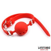 LateToBed atmungsaktiver Silikon-Ballknebel S - 4 cm, Bild 4