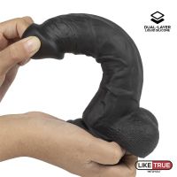 Liketrue realistischer Dildo aus Flüssigsilikon, zwei Schichten 8" (Schwarz), Bild 5