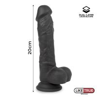 Liketrue realistischer Dildo aus Flüssigsilikon, zwei Schichten 8" (Schwarz), Bild 8