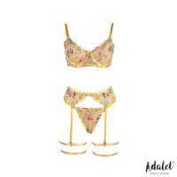 Adalet Lingerie Zoey BH, String und Strapsgürtel mit gelben Blüten, Bild 6