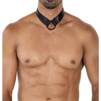 Cut4men BL4CK08 Halsband mit C-Ring in Lederoptik, One Size, Bild 2