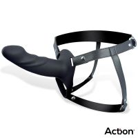 Action Strap-on mit hohlem Dildo, 5-6,5 cm dick (Schwarz), Bild 2