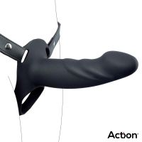 Action Strap-on mit hohlem Dildo, 5-6,5 cm dick (Schwarz), Bild 3