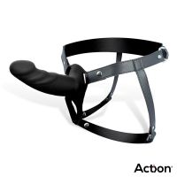 Action Strap-on mit hohlem Dildo, 4-5 cm dick (Schwarz)
