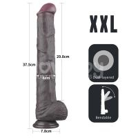 Lovetoy biegsamer Dildo XXL 14,5", zwei Schichten, dunkelbraun, Bild 13