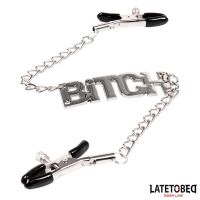 LateToBed Brustwarzenclips mit Bitch