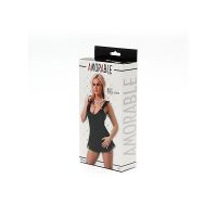 Amorable Babydoll mit offenem Rücken und Slip, schwarz (eine Größe)