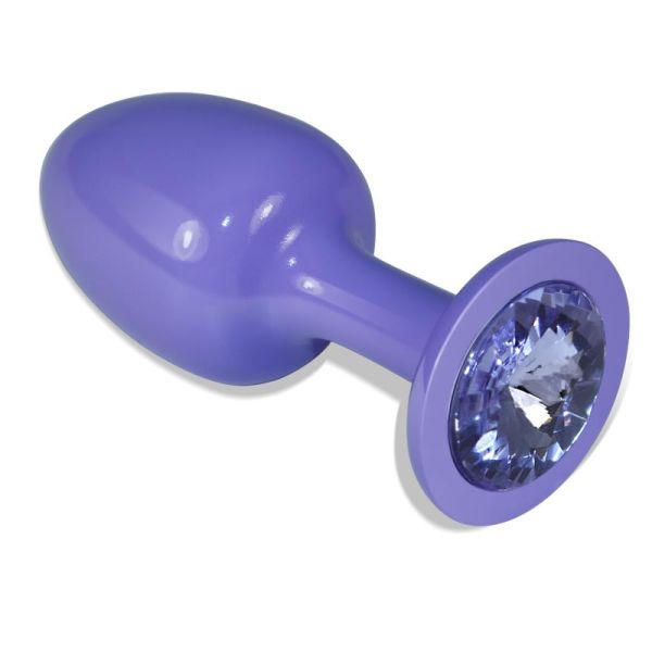 Lovetoy Metall-Analplug lila Rose mit blauem Stein