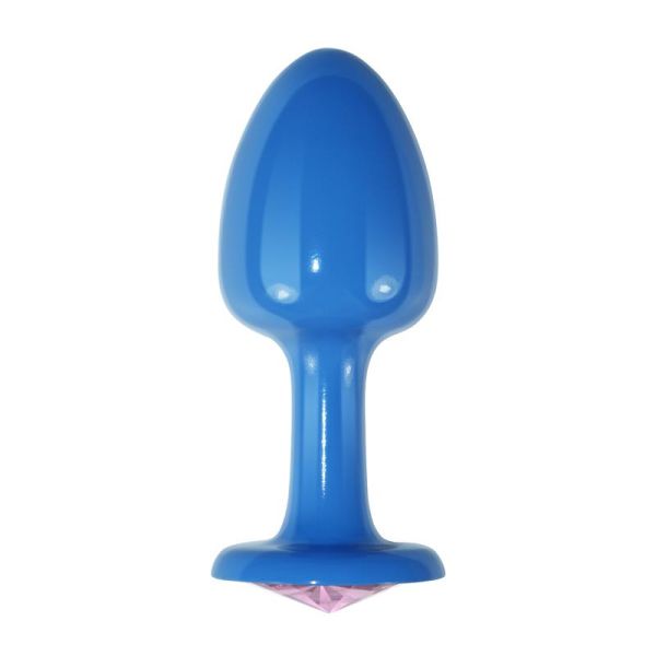 Lovetoy Metall-Analplug blaue Rose mit rosa Schmuckstein