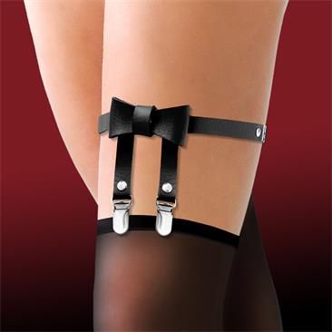Cinderella Strumpfhalter aus veganem Leder mit Schleife, Einheitsgröße