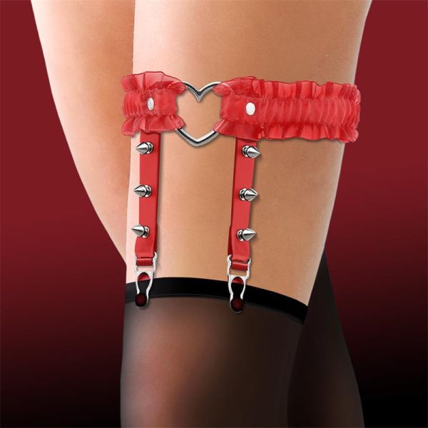 Cinderella Beinband mit Herz und Rüschen, Rot