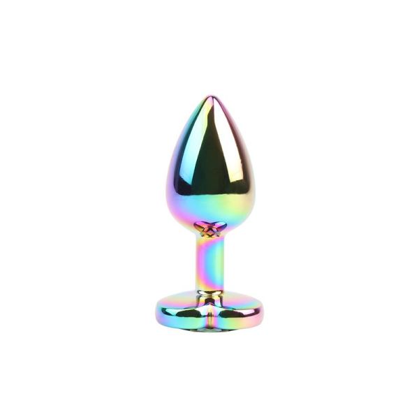 Chisa Rainbow Effect Metall-Analplug mit Herzjuwel