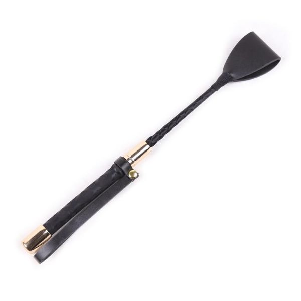 LateToBed klassische Reitgerte Schwarz und Gold 30 cm