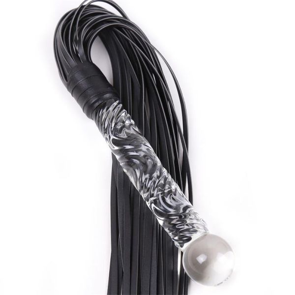 LateToBed Flogger mit Glasgriff 70 cm