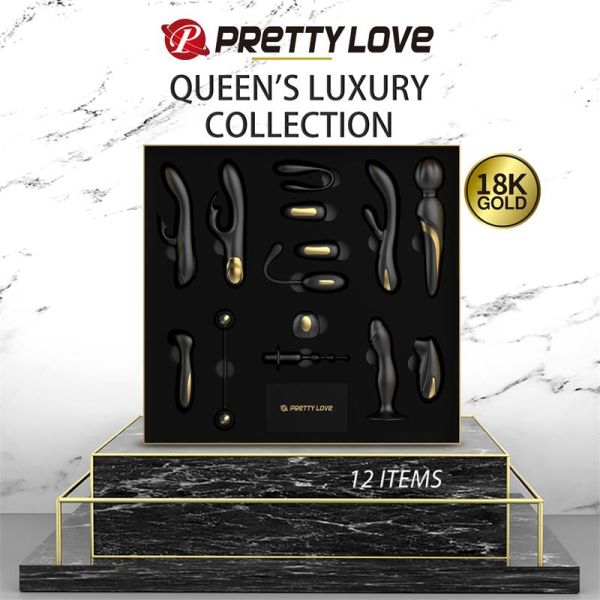 Pretty Love Luxus-Set Queens mit 12 Toys, Schwarz und 18k (Gold)