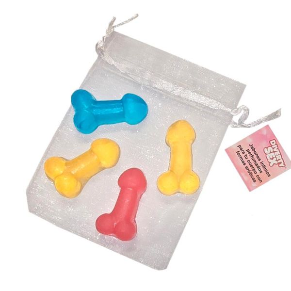 Diverty Sex Set aus 4 Mini-Penisförmigen Seifen Farben