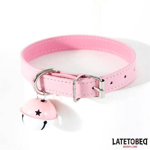 LateToBed verstellbares Halsband mit Glöckchen (Rosa)