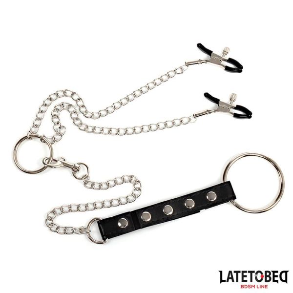 LateToBed Nippelklemmen mit genietetem Band