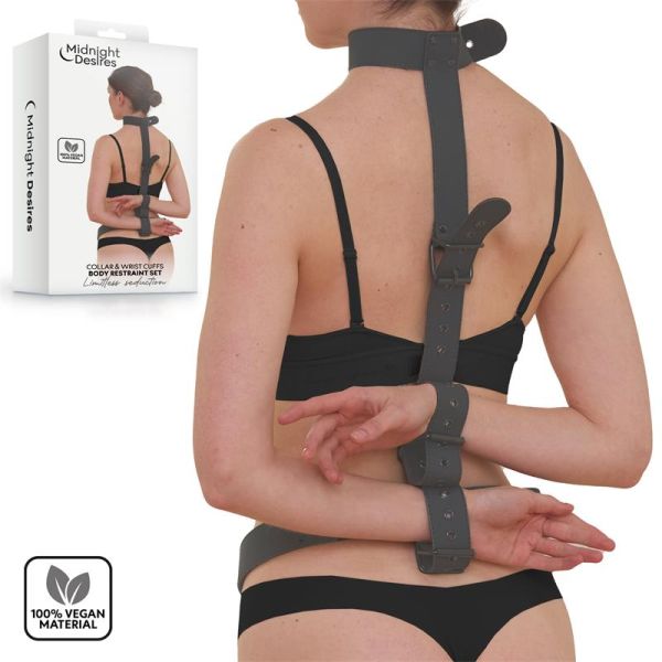 Midnight Desires Bondage-Set mit Halsband und Handfesseln