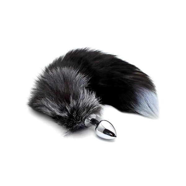 Alive Buttplug mit schwarz-weißem Fuchsschwanz M