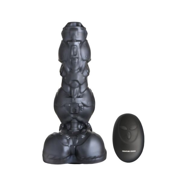 Creature Cocks Cyborg Cock stoßender und vibrierender Metall-Dildo