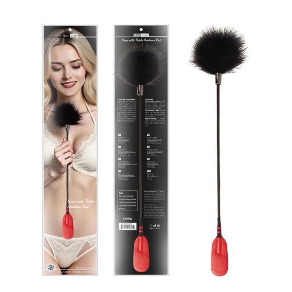 Chisa Crop mit Kitzelf­edern Rot Spank­ing Toy