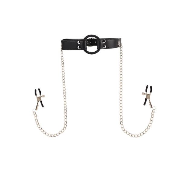 Chisa Atemaktiver O-Ring Knebel mit Nippelklemmen